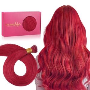 Tip Hair Extensions Human Hair, 50g 50s 24 Inch Red NEW